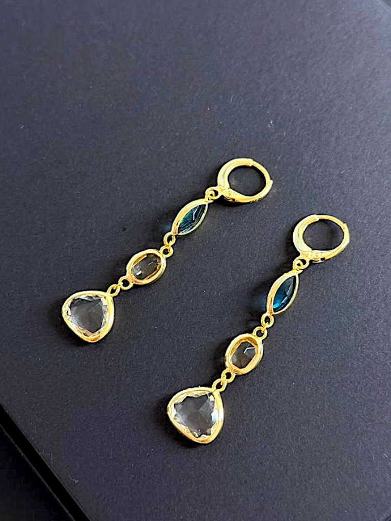 Elegant Gold Drop Earrings Green Amethyst Multi Teardrop Luxury Jewelry Design